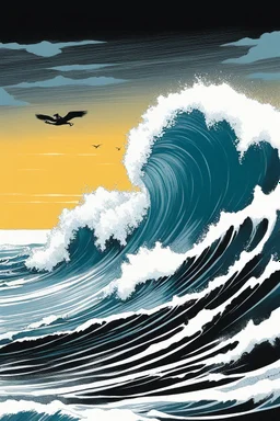 [illustration by Kelley Jones] À l’aube, je me lève, Vers La Piste, la planche sous le bras, Sur la vague, je me lève aussi, Une, deux, trois fois, je vole.
