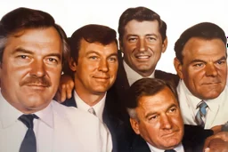 a photo of 5 men in their 30s, antique old photo