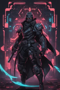 Ninja machine in solo leveling artstyle, black custom, cyberpunk them, neon details, Sakura background, full body, apocalypse, intricate details, highly detailed, high details, detailed portrait, masterpiece,ultra detailed,best quality