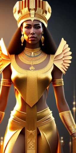 Beautiful pharaonic queen, hot pharaonic dress, clear features, pretty, too many details, pharaonic background، 4k, 8k, portrait, 3d, fantasy, realistic, cinematic