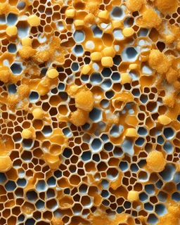 honeycombs and honey splashes 3d background