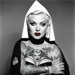 (high res photo by Russ Meyer) the tattooed Marilyn gangsta nun
