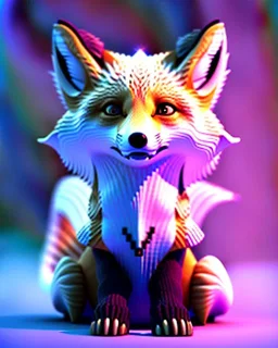 clean art of a cute fantasy fox creature made of segments of stone, soft lighting, soft pastel gradients, high definition