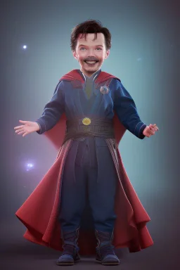 Doctor strange toddler, smile, full body, jump, bokeh, hyper realistic