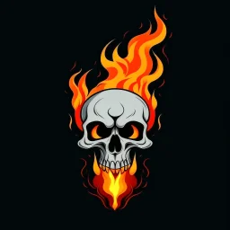 minimalistic screaming skull with flame