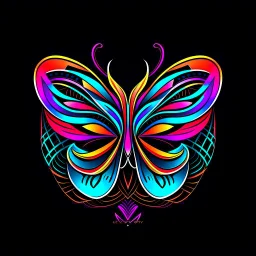 symetry!!, butterfly!!, logo, NFT, futuristic, colorful, curves, lines, shadow, simple