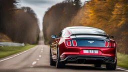 bentley mustang rear view fast on road