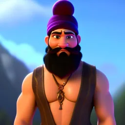 Indian Ganesha, beard, scars, strong man, beanie