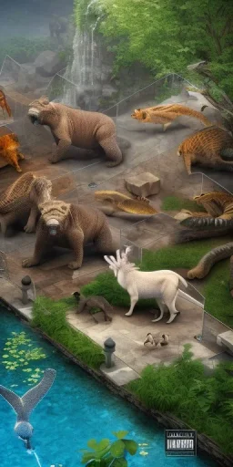 3d Isometric render, Detroit zoo animal exhibit, ultra realistic, very detailed, 16k