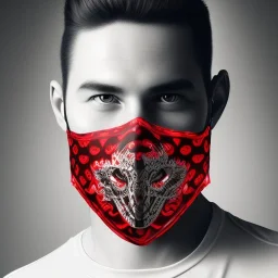 Mystery red meat pattern mask, dramatique, art background, dramatic lighting, volumetric lighting, hyperrealisme, 8k, high quality, lot of details, fit within portrait