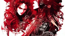 beautiful punk girl, hyper detailed, intricately detailed, illustration by <kilian eng> <Yoji Shinkawa>, darkred tones,