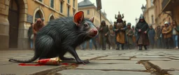 portrait of a hairy rock star spider rat blink dog, fantasy art, style of Rembrandt,Dead drop discovery: While walking, a party member stumbles upon a small, blood-stained package hidden in a gutter. It contains a coded message to a cult of the Dead Three. 9-10 Parade of the Patriars: A noble's procession blocks the street. The crowd is forced to bow, and guards roughly shove anyone who doesn't move quickly enough.