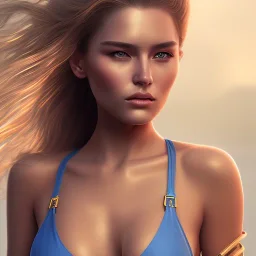 portrait of a beautiful woman wear swimsuit looks very details, hyper realistic, 8k, rtx, refleksi, full body