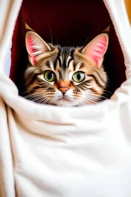 cute cat coming out of a t-shirt pocket