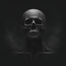 A head without a body. Gray . dark Depressed . Dark background