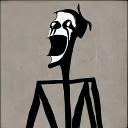 Hilarious emaciated laughing man in an odd room decal Max Ernst