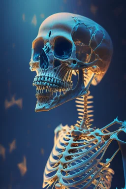 psychopat skeleton i "oljehyre", art, 4k, high detail, trending art, depth of field, volumetric light, dramatic lights