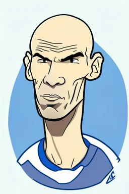 Zinedine Zidane French football player cartoon 2d