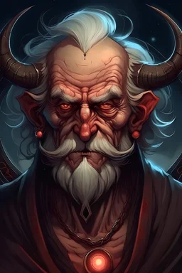 old man with moon iconography dnd portrait turns into a demon