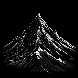 draw a white mountain with black background