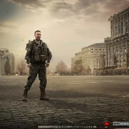 Octane render, dramatic lighting, 8k 64 megapixels hdr, president of Ukraine wearing special forces gear and camouflage pattern plate carrier standing on the main square of Moscow, zombiecore style, anamorphic lensflaresintricate details, realistic, octane, unreal engine, portrait, natural lighting,zoomed out + portrait, volumetric lighting, shiny,extreme detail, Photorealism, High detail, Hyper realistic, macro lens blur,abstract paint, sharp,eos5d mark 4, ef 85mm 5.6, focus,