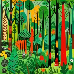 A green forest with insects painted by Stuart Davis