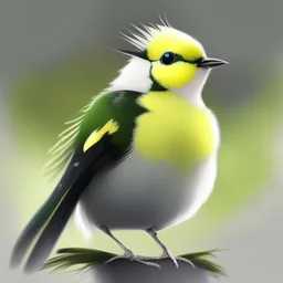 A cute yellow head, white belly, black and green wings bird, avatar