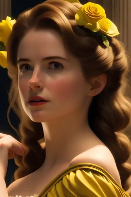 Belle from beauty and the beast with daisys in her hair