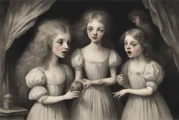 The sisters' laughter was shrill, harsh, mocking, it seemed capable of extinguishing any spark of hope if the witches could find it in the dark and lonely heart of the Monster. Lucinda, as usual, spoke first. The monster, as if hypnotized, did not take his eyes off her face. The witch resembled a strange animated doll with a porcelain face and a shabby dress. Lucinda's voice was even more terrifying—mechanical, monotonous, devoid of intonation.