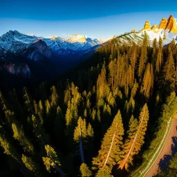 Sequoia & Kings Canyon National Parks, California,aerial view,extremely detailed digital painting, high resolution,8k, realistic, beautiful, volumetric lighting, mystical colors ,perfectly centered image, perfect composition, rim light, beautiful lighting,masterpiece, stunning scene, raytracing, anatomically correct, in the style Van Gogh and robert e howard and Ken Kelley and Ohrai Noriyoshi and Simon Bisley and tomzj1.