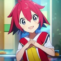 Clear focus, High resolution, a anime kid, cute, cartoony style, smiling, anime screencap, hair between eyes