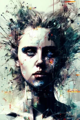 Danish singer MØ face,Abstract Yoji Shinkawa,cyberpunk,