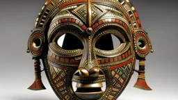 A brilliantly crafted African mask, the mask displays traditional symbols and patterns.