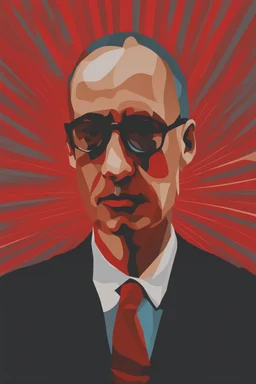 modern art , minimal ,man with red background