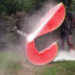 anvil smashing a watermelon blood spraying and gushing out