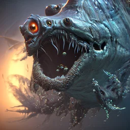 fluid ink angler fish creature, unreal engine 5, 8k resolution, photorealistic, ultra detailed