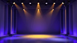 empty modern art stage with gray dark yellow blueish violet theme 3d recursive fractal background modern dynamic multy color lights
