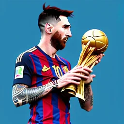 Lionel Messi kissing the world cup