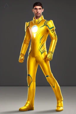 Cosmic super hero, cosmos wepon , yellow costume,4k image, full body men