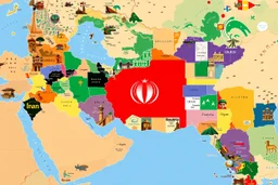 pop art pixels Iran - patchwork of empires, invasions, cultural renaissances,