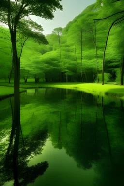 body of water surrounded by trees and grass, taken with sony a7r camera, by Gusukuma Seihō, mirror shades, lawns, captured with sony a3 camera, by Art Brenner, aspect ratio 16:9, parks and gardens, lightgreen, exposure 1/40secs, by Peter Fiore, forests, expert figure photography.
