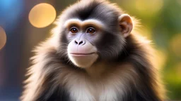 Strange, innovative, beautiful, unknown furry monkey, exquisite body, striking fur, happy, intelligent, thoughtful, friendly, extreme characteristics, beautiful volumetric lighting, attractive composition, photorealistic, bokeh blur, extremely detailed, chiascuro