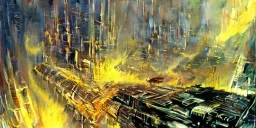 Art by John Berkey and John Harris, lush, Cenral Park New York 2077 in the middle of high rise buildings, trending on Artstation, bird's eye view, extremely hyperdetailed, epic composition, cinematic lightning + masterpiece, sharp focus, epic composition