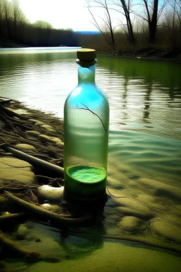 Botol ajaib hanyut dekat sungai