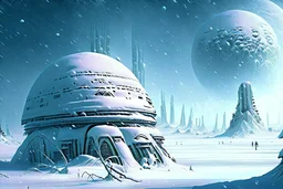 Alien Winter World, Colony, Building, Blizzard, Distant Alien Planets, Snowy