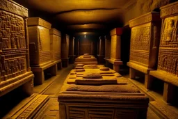 Tombs of kings of ancient civilization, many golden objects. pomp A huge splendor is the ancient Tomb of Kings in the depths of the earth