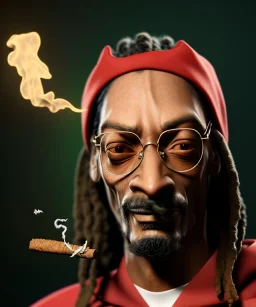 Snoop Dogg, burning cigar with dollars, jungle background, hyper realistic