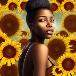 black girl with sunflower