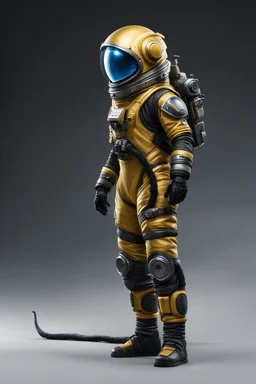 tabletop role-playing miniature of an space-farer wearing an atmospheric-pressure-suit in the style of space x, caterpillar. full body. concept art hyperrealism