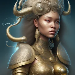 sango fantasy, fantasy magic, intricate, sharp focus, illustration, highly detailed, digital painting, concept art, matte, artgerm and paul lewin and kehinde wiley, masterpiece silver elephant head bronze Asian African girl nice breast Afo hair turquoise sun rain waves